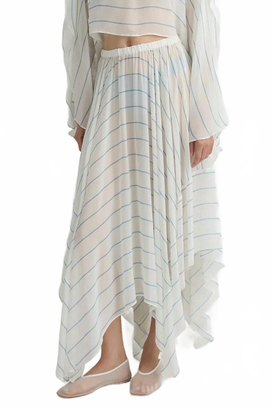 NEW BONDI BORN capri silk square skirt in smoke stripe